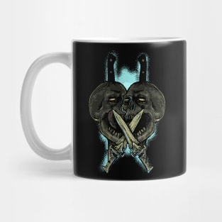 Double Knife Skeleton Head Mug